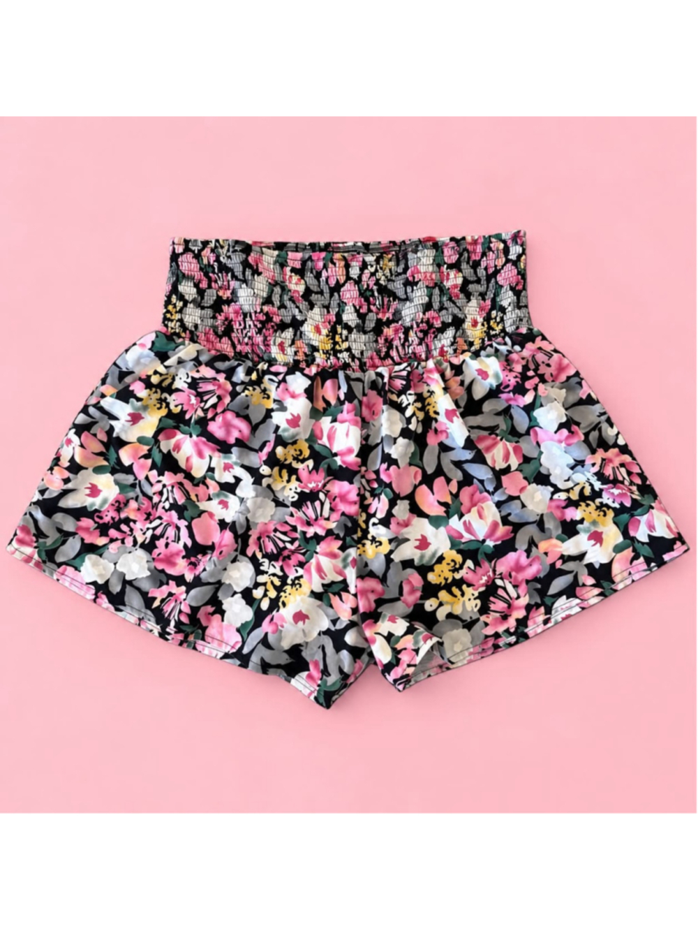 Women's SHEIN Floral Shorts Size L Black Pink